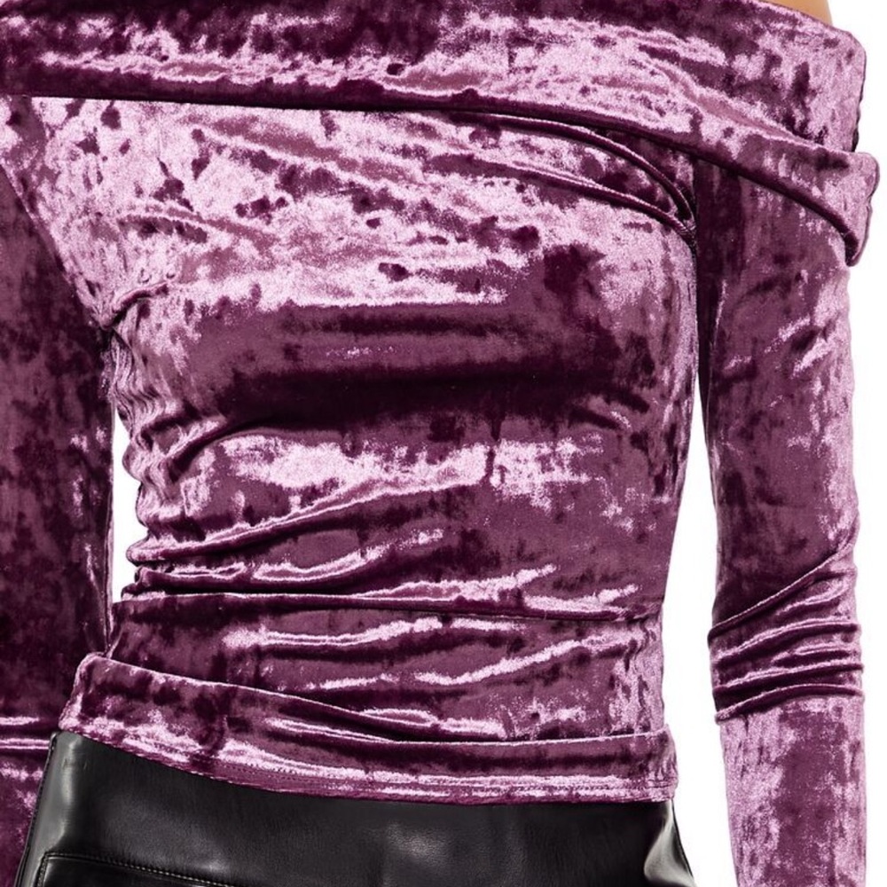 Velvet Off-Shoulder Top in Purple